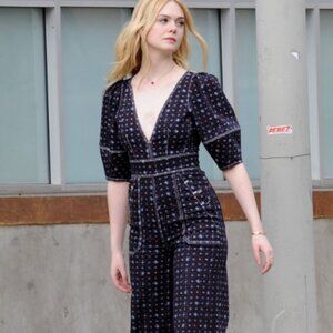 NWOT RARE Ulla Johnson Jasper Flared Leg Jumpsuit in Jet L $525